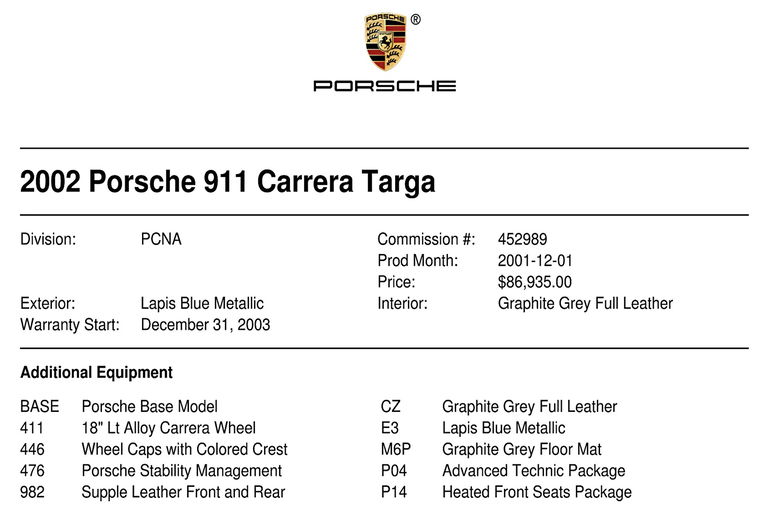 Porsche 996 Targa