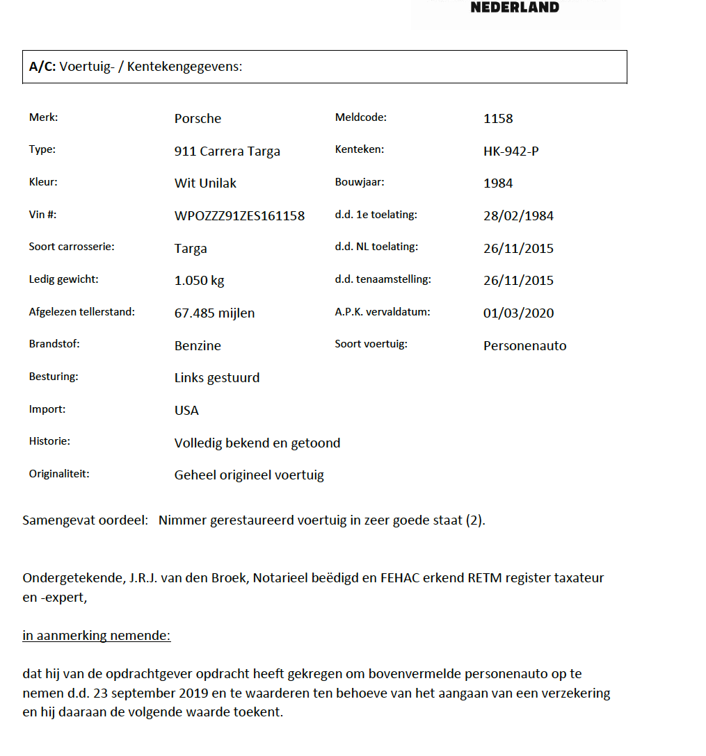 Porsche 911 Carrera 3.2 (US)