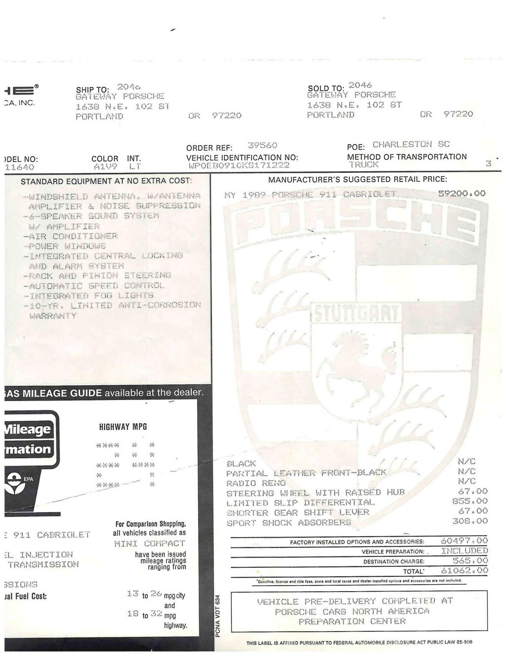 Porsche 911 Carrera 3.2 (US)