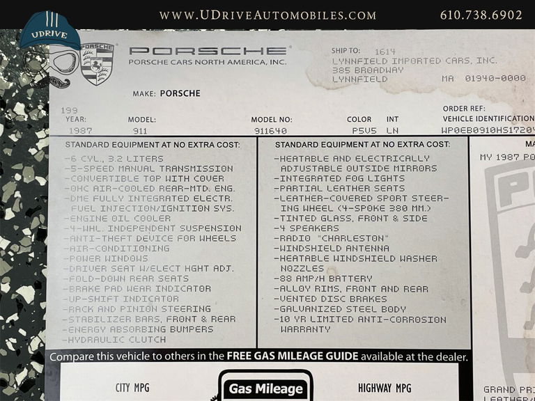 Porsche 911 Carrera 3.2 (US)