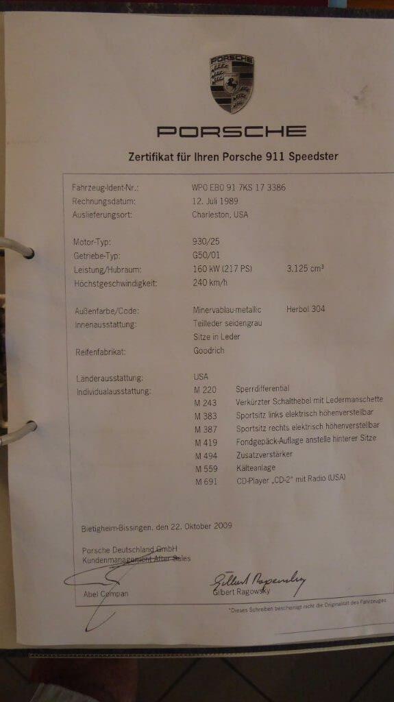 Porsche 911 Carrera 3.2 Speedster