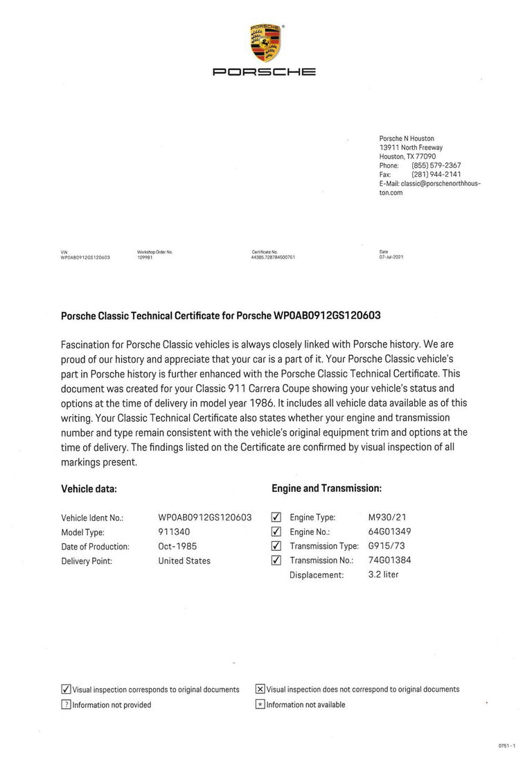 Porsche 911 Carrera 3.2 (US)