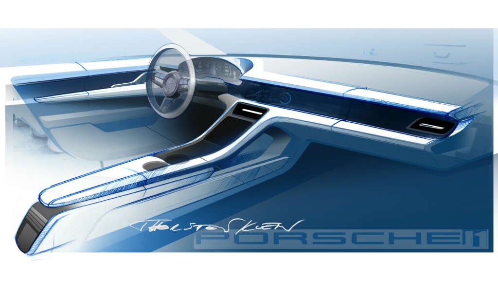Porsche Taycan interior design sketch 2