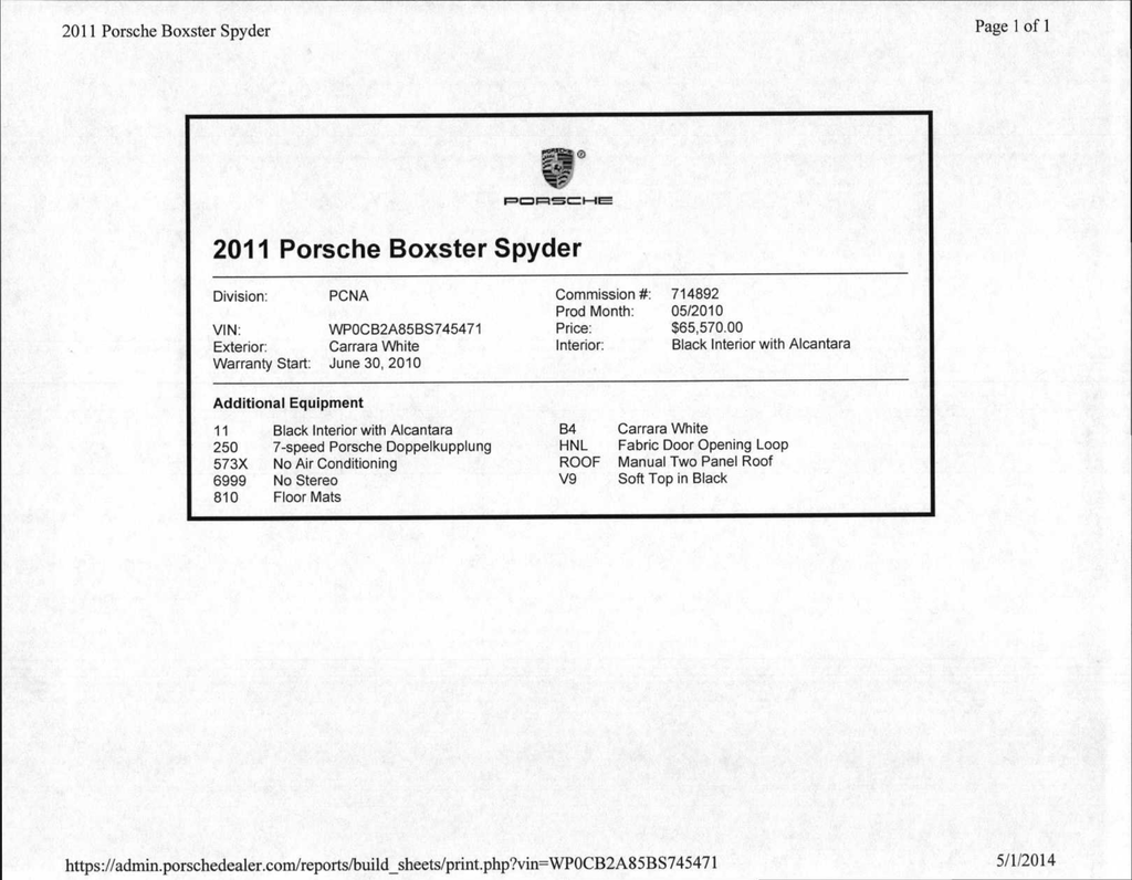 Porsche 987 Boxster Spyder