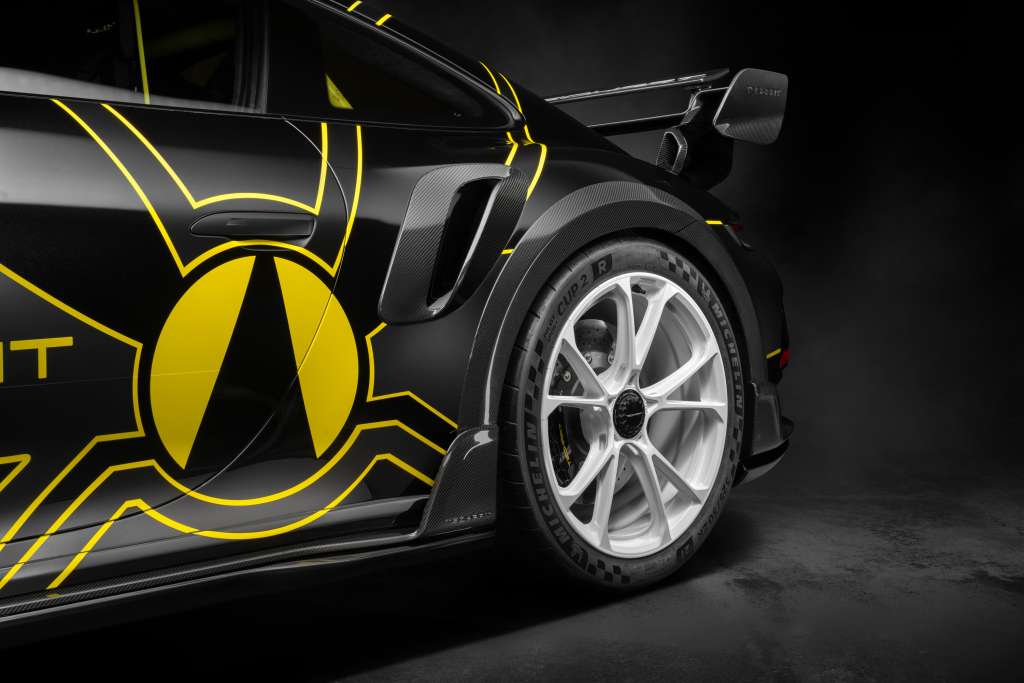 TECHART GTstreet R Flyweight with its yellow logo on the door