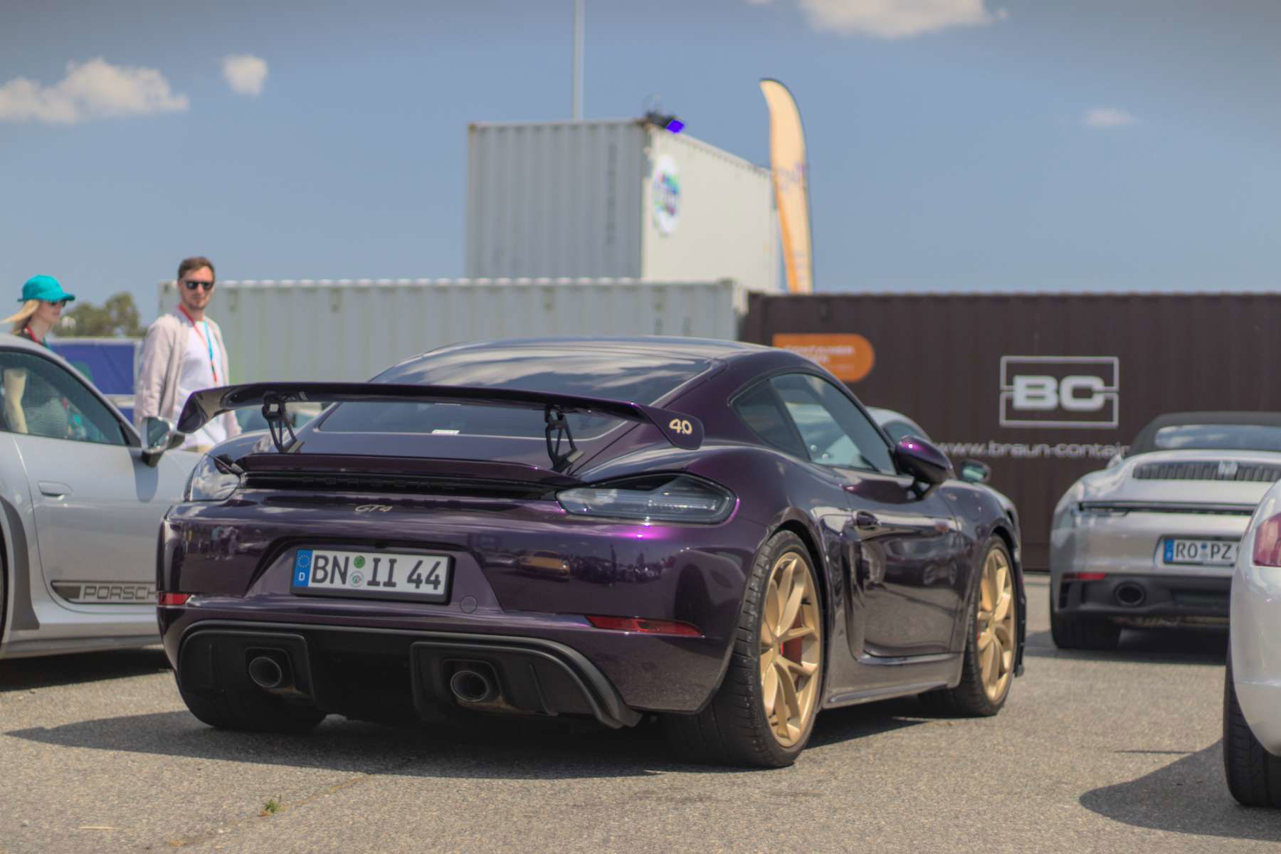 Porsche Festival of Dreams parking lot Porsche Cayman GT4 RS