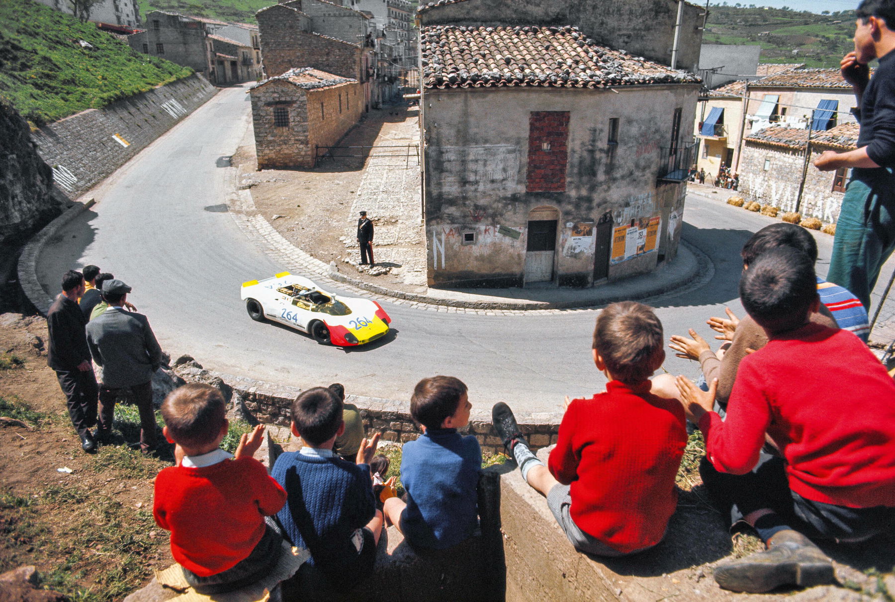 Collesano hairpin bend at the 1969 Targa Florio - from Rainer Schlegelmilch - Porsche Racing Moments