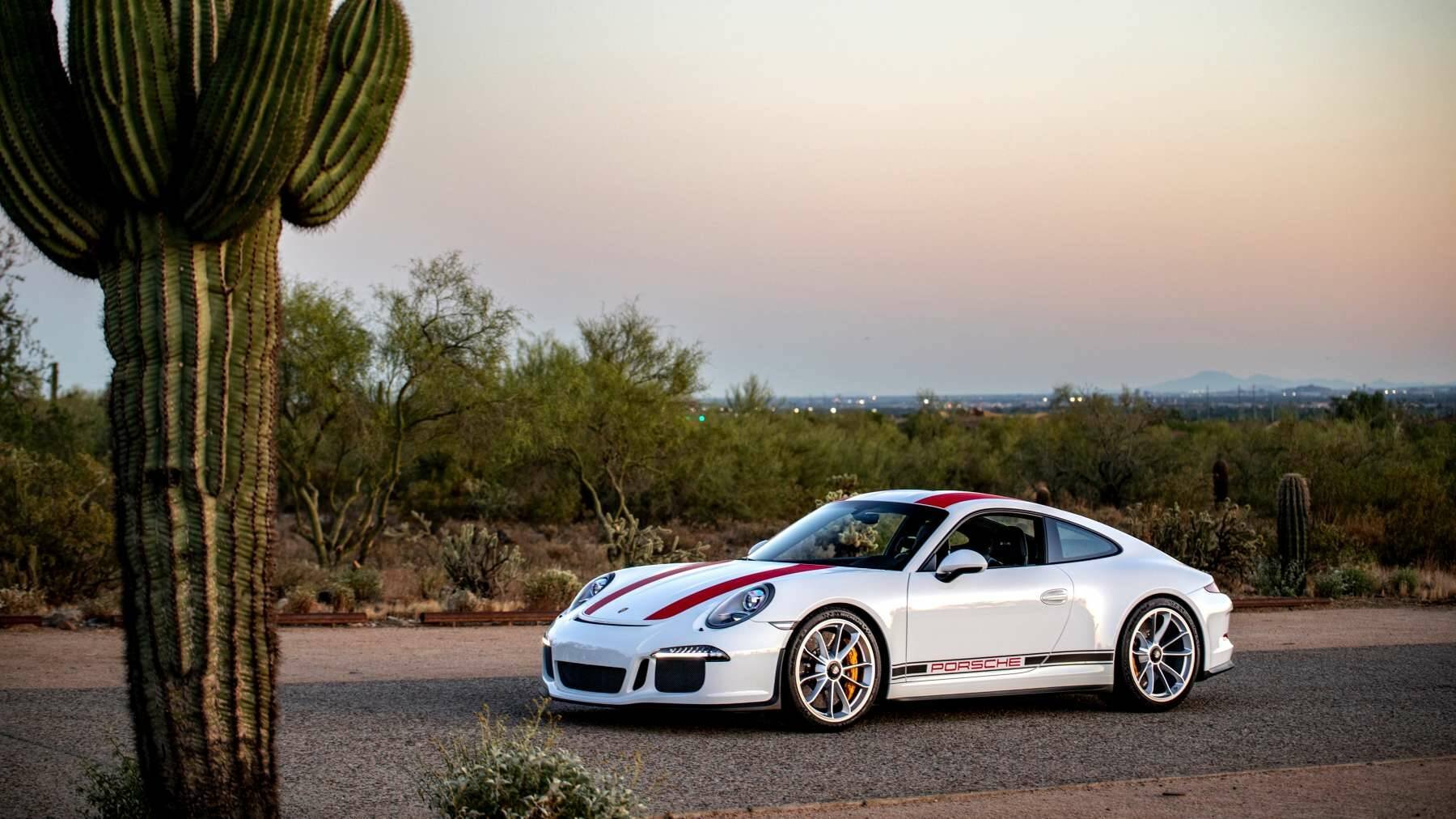 Porsche 911 R besides cactus in the USA