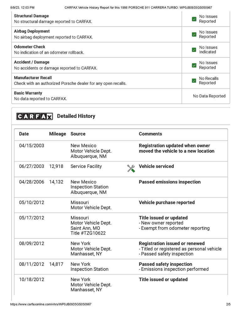 Porsche 911 Turbo 3.3 (US)