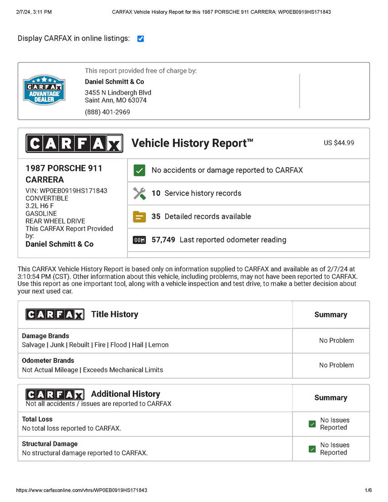 Porsche 911 Carrera 3.2 (US)