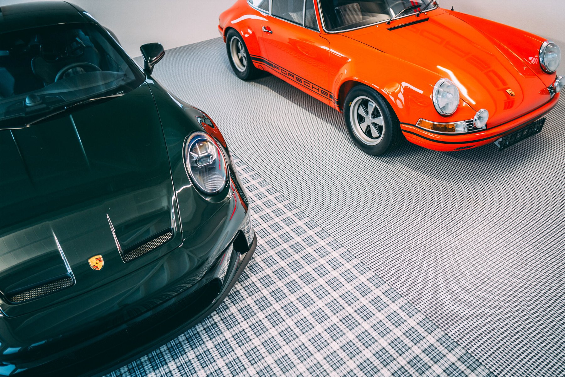 Inspired by Porsche flooring from Elferfloor in tartan and pepita design