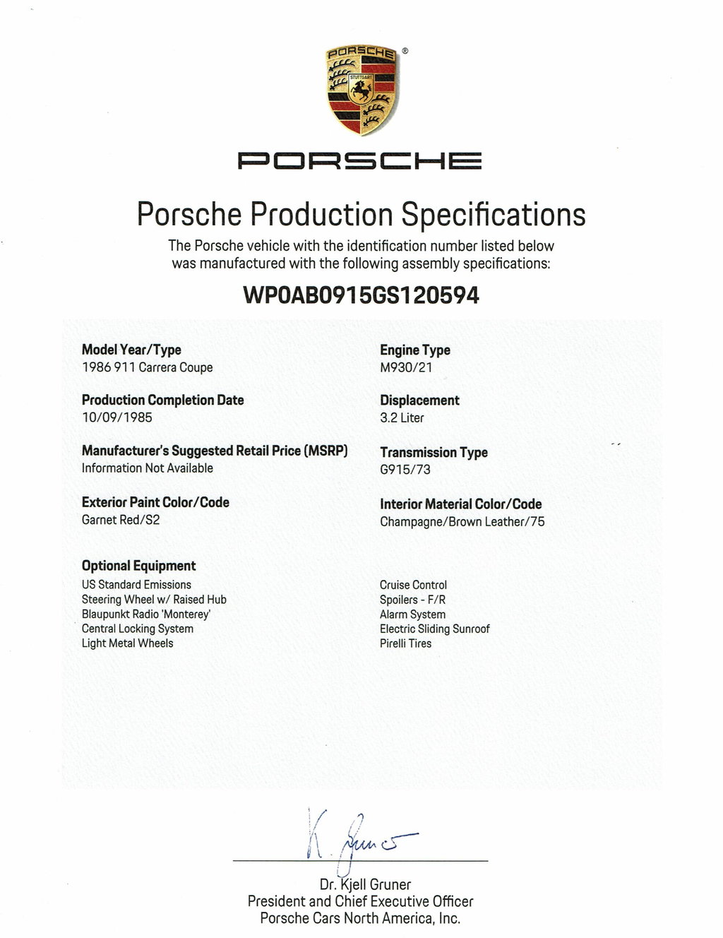 Porsche 911 Carrera 3.2 (US)
