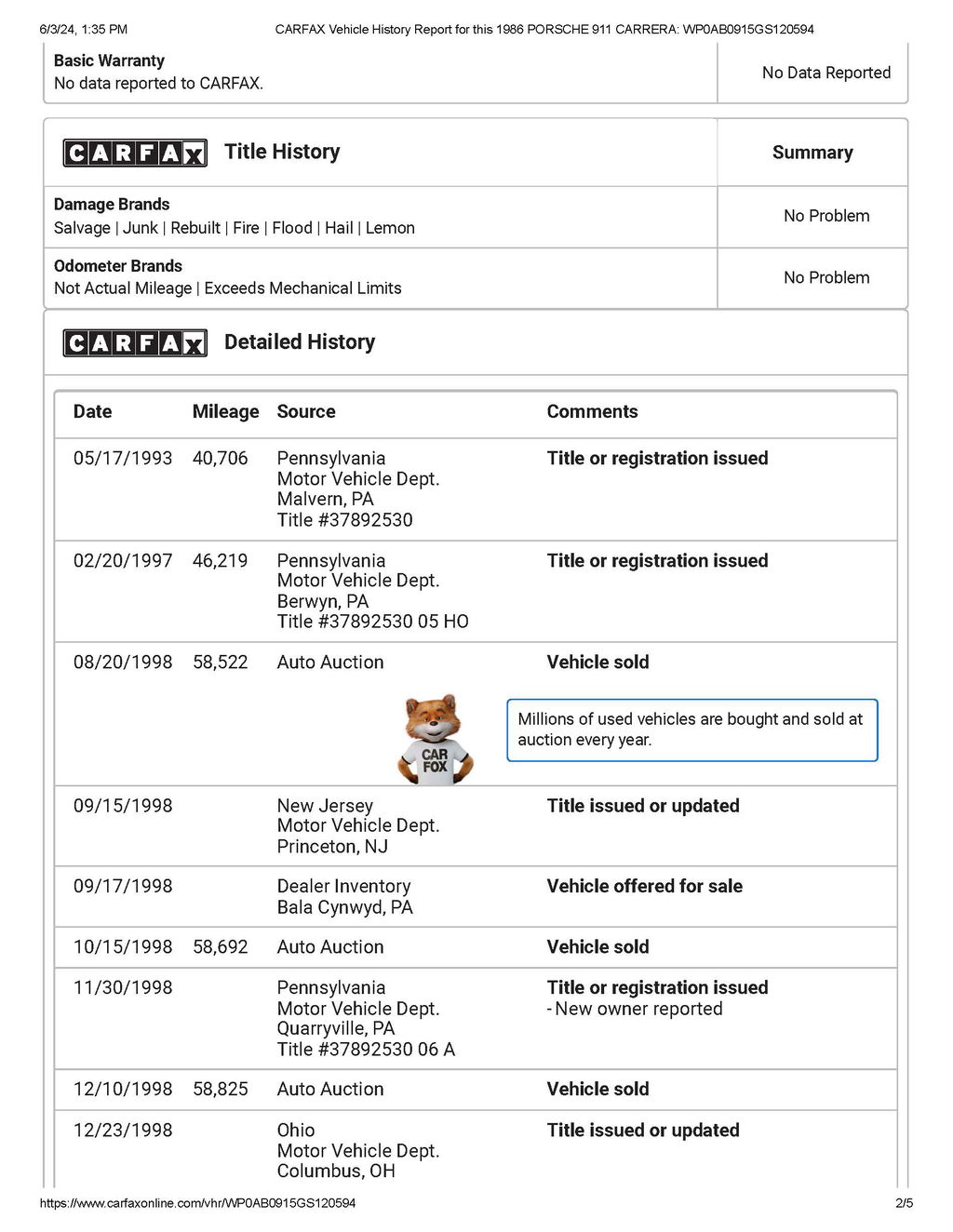 Porsche 911 Carrera 3.2 (US)
