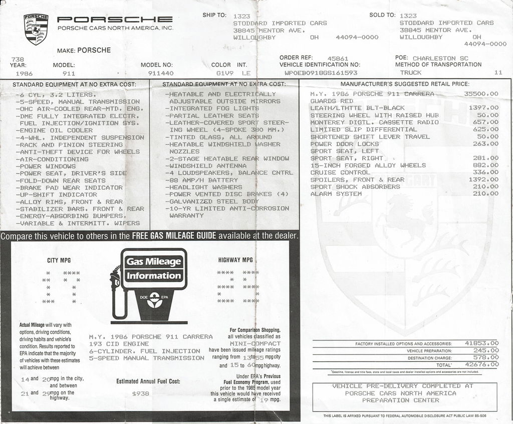 Porsche 911 Carrera 3.2 (US)