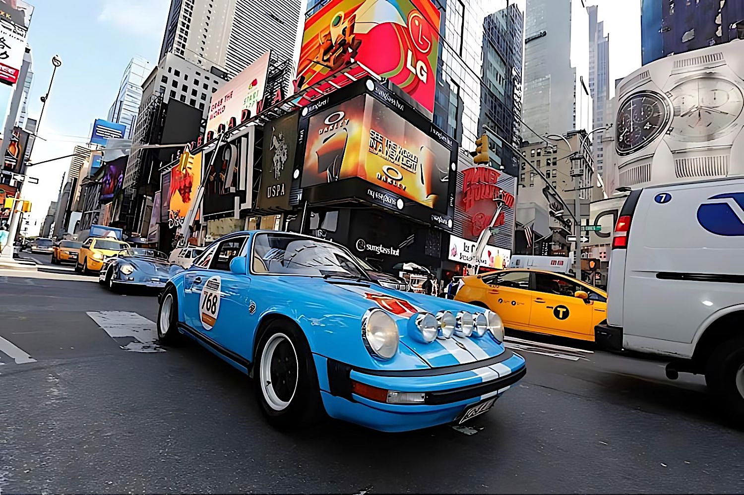 Guy Pasmans Porsche 911 S Rolling Stone at Times Square