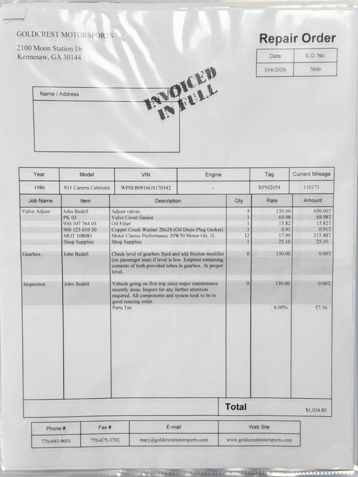Porsche 911 Carrera 3.2 (US)
