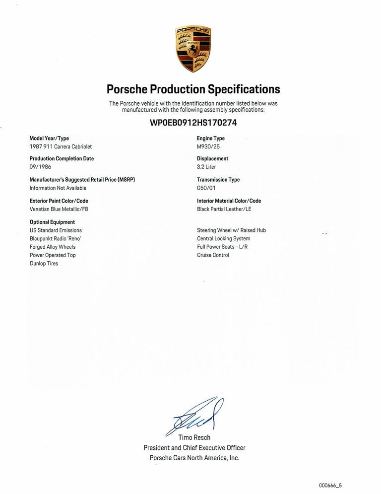 Porsche 911 Carrera 3.2 (US)