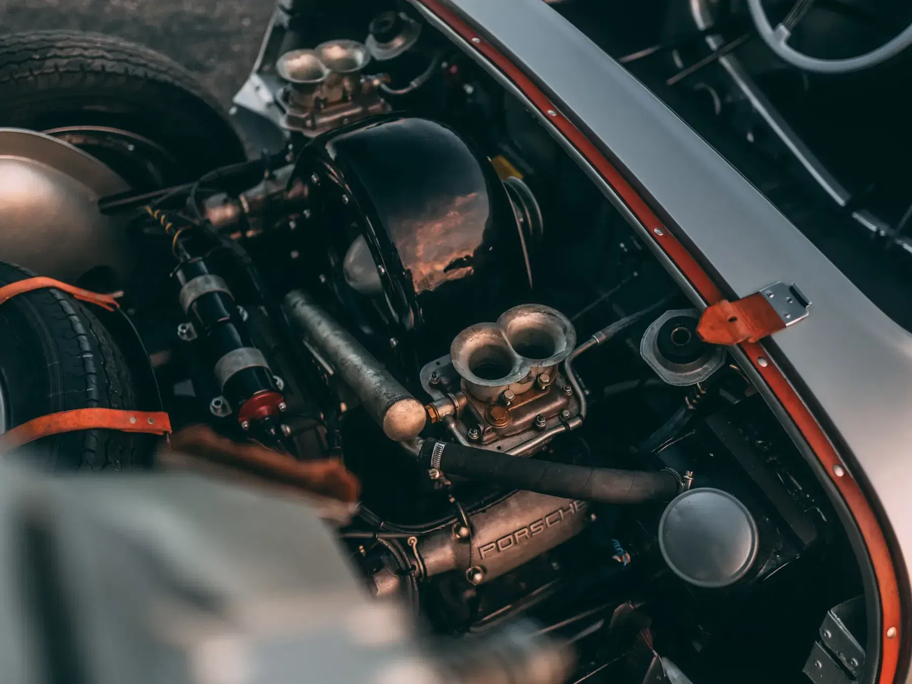 Porsche Type 547 four cam Fuhrmann engine with king-shafts in a 550 Spyder