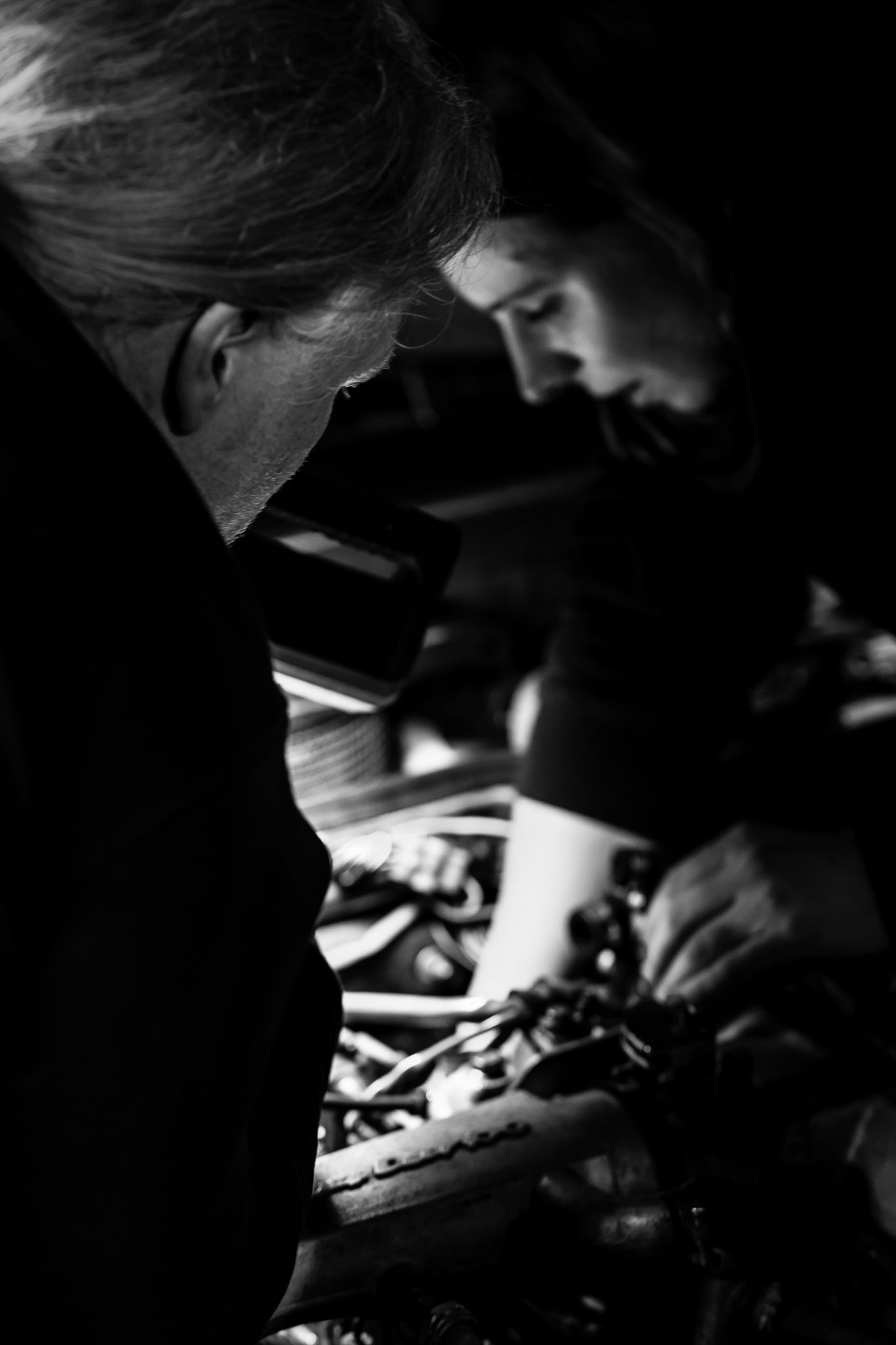 Birte Krause working on her Porsche 924 Turbo engine
