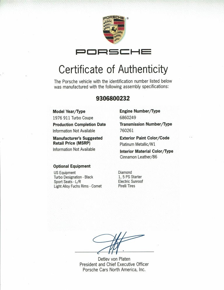 Porsche 911 Turbo 3.0 (US)