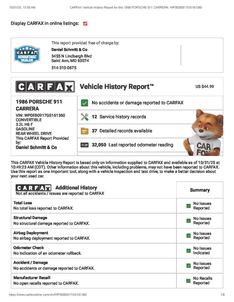 Porsche 911 Carrera 3.2 (US)