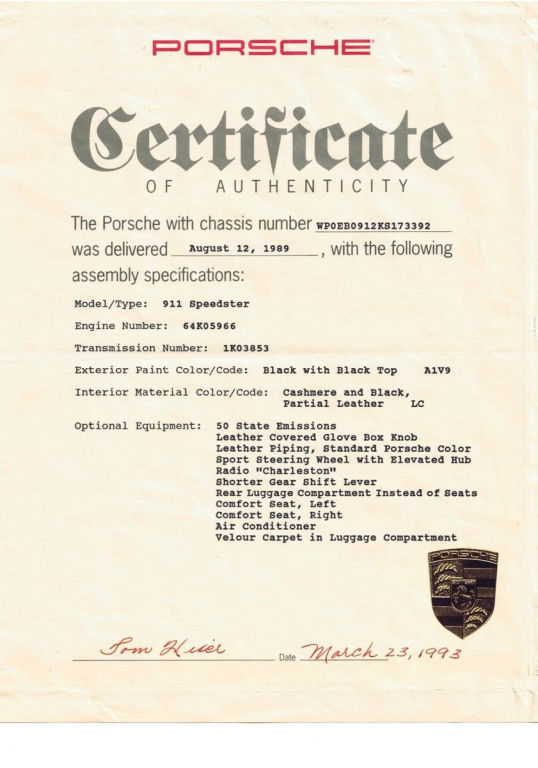 Porsche 911 Carrera 3.2 Speedster