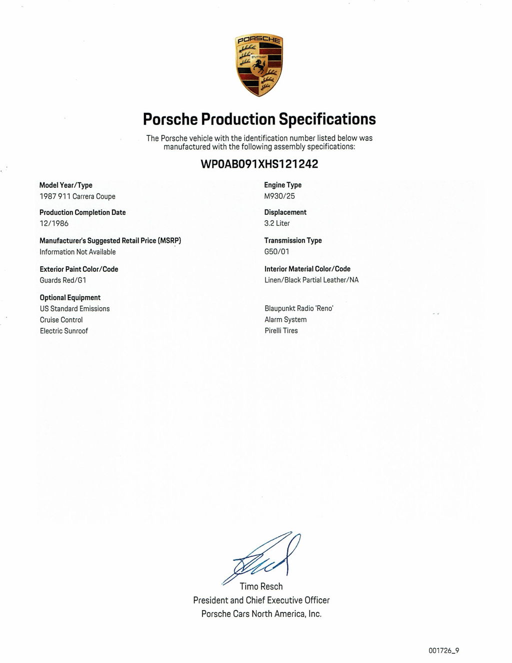 Porsche 911 Carrera 3.2 (US)