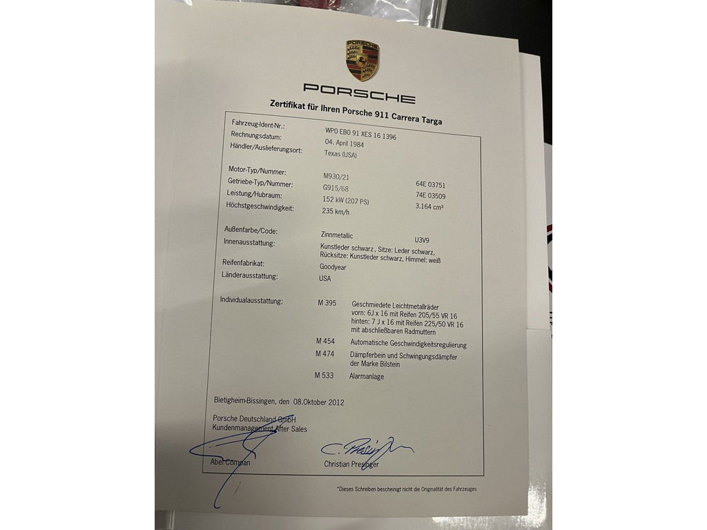 Porsche 911 Carrera 3.2 (US)