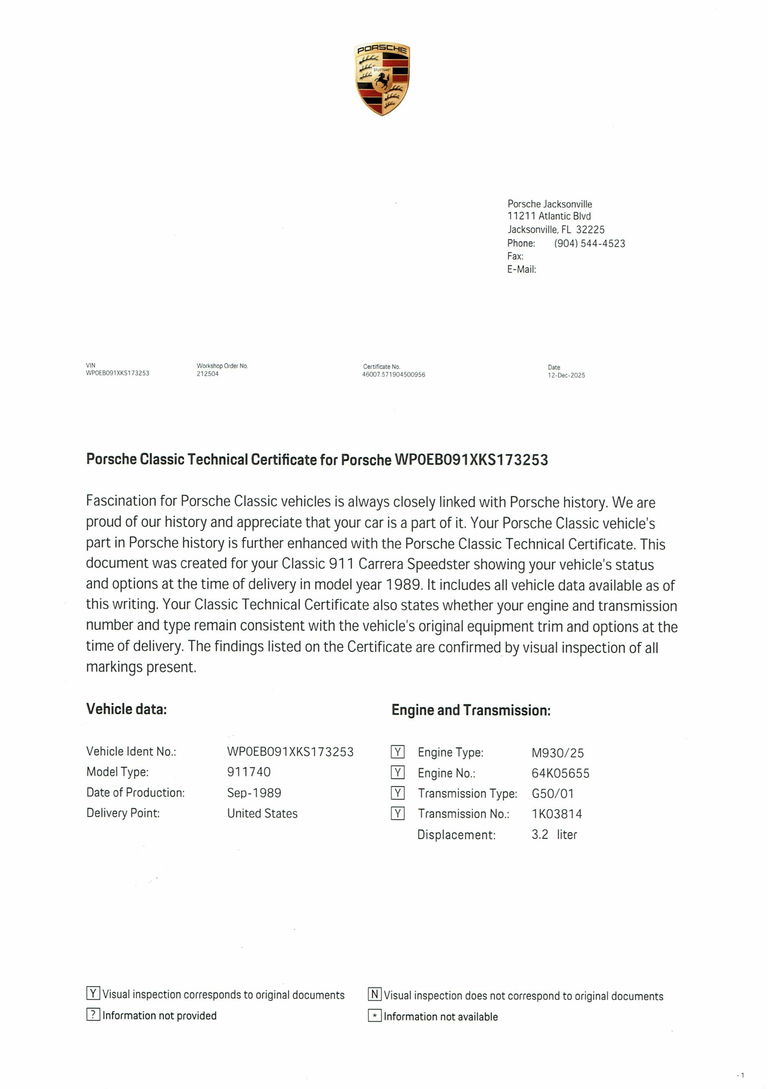 Porsche 911 Carrera 3.2 Speedster (US)