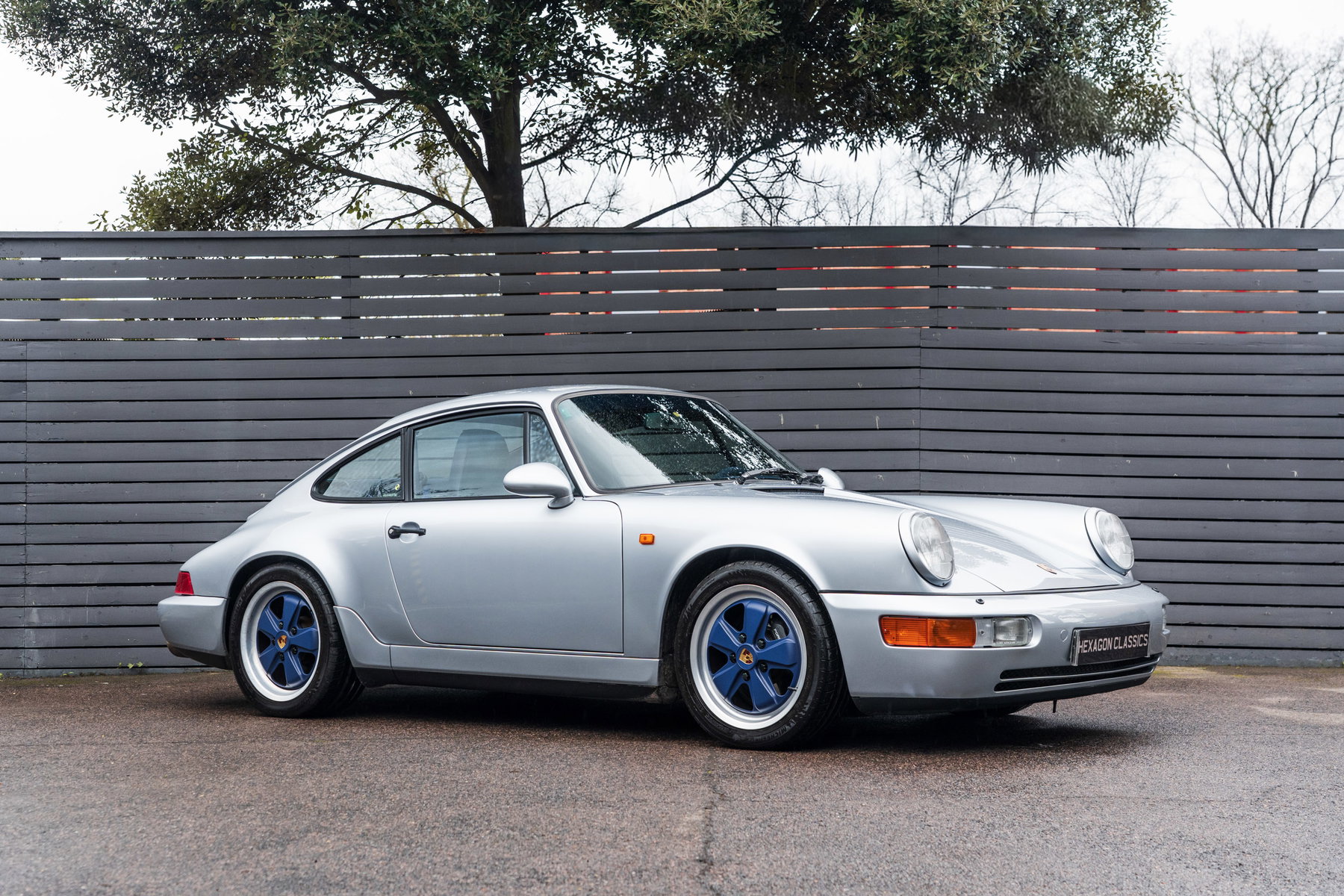 スポーツカー シルバー/ブルー クーペ porsche-964-silver-_-blue-hr-