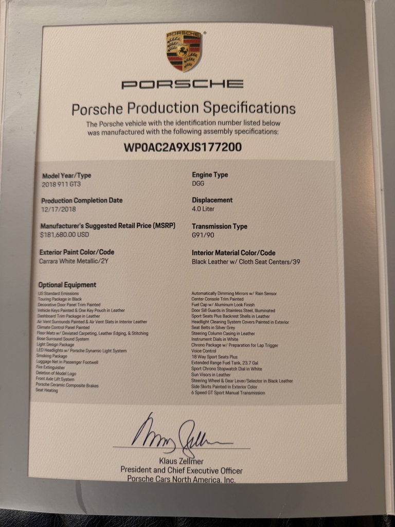 Porsche 991.2 GT3 Touring