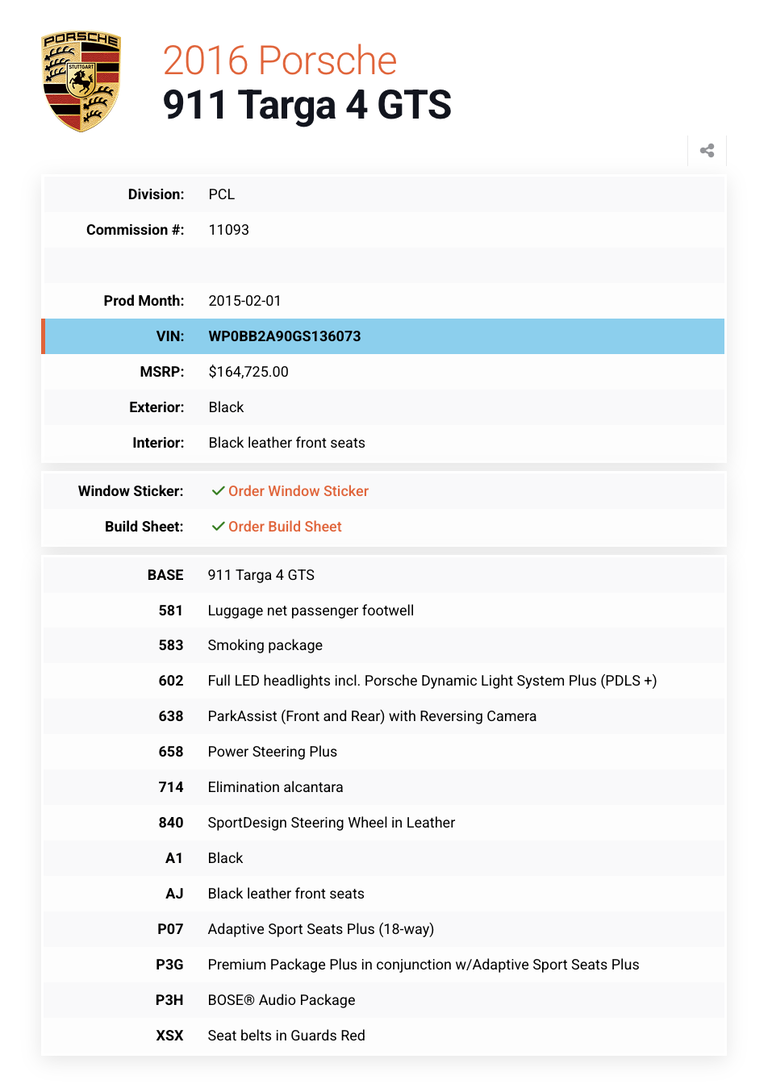 Porsche 991 Targa GTS