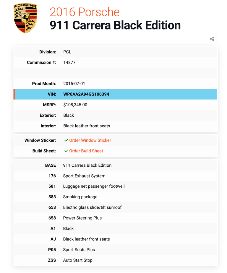 Porsche 991 Carrera Black Edition